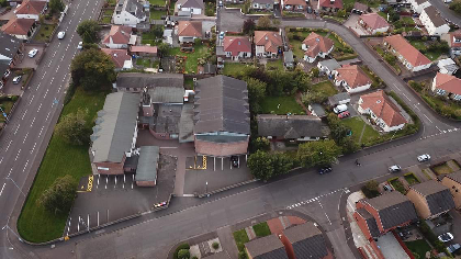 Drone photo of church building